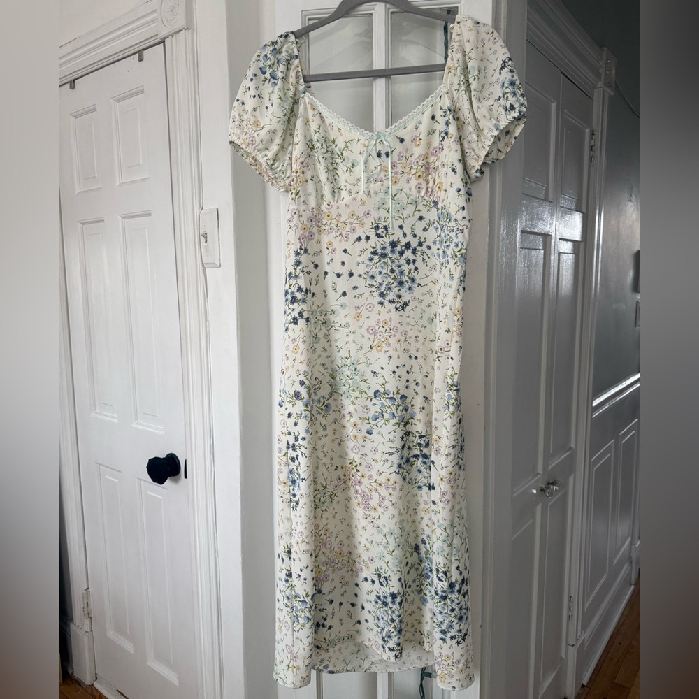 Floral Print Puff Sleeve Dress